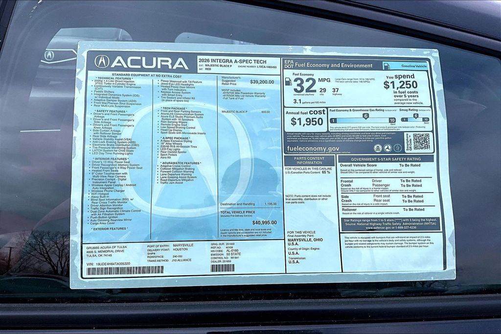 2026 Acura Integra A-Spec Tech Package