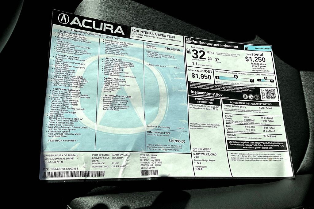 2026 Acura Integra A-Spec Tech Package