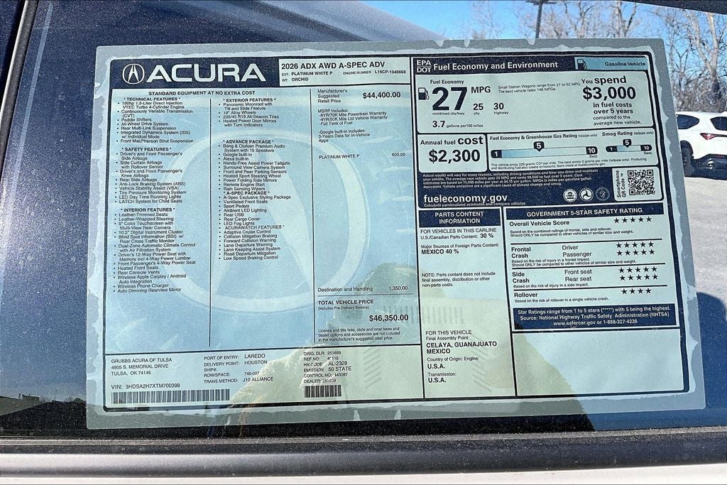 2026 Acura ADX A-Spec Advance Package