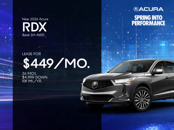 Lease a New Acura RDX for $449/mo, 36 mos, $4,999 down, 10k 