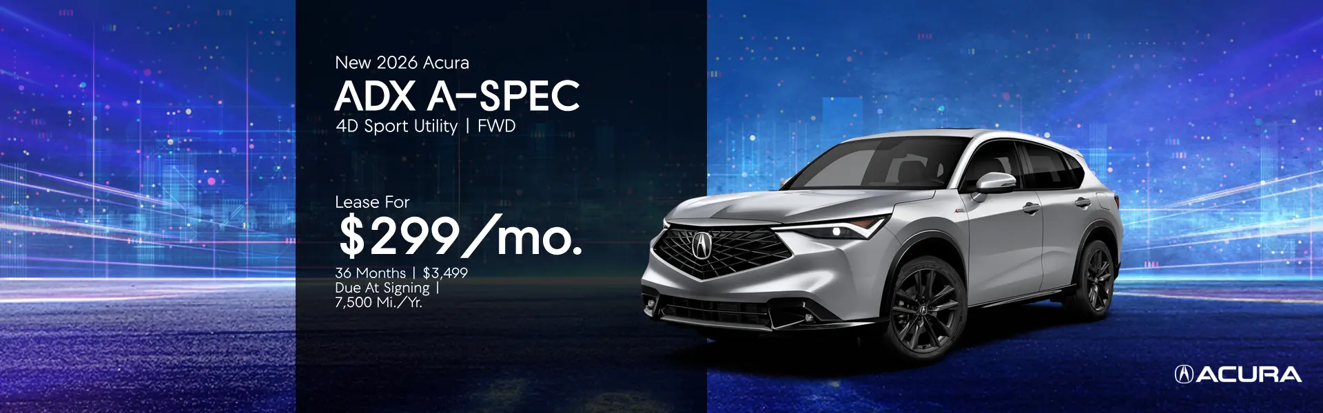Lease a New 2026 Acura ADX A-SPEC for $299/mo, 36 months