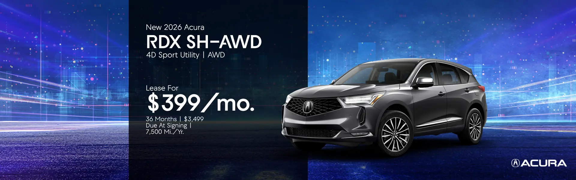 Lease a New 2026 Acura RDX SH-AWD for $399/mo, 36 months